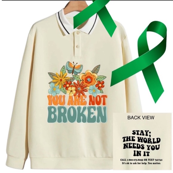 You are not broken mental health graphic pullover sweatshirt oversized XXL - Picture 11 of 11